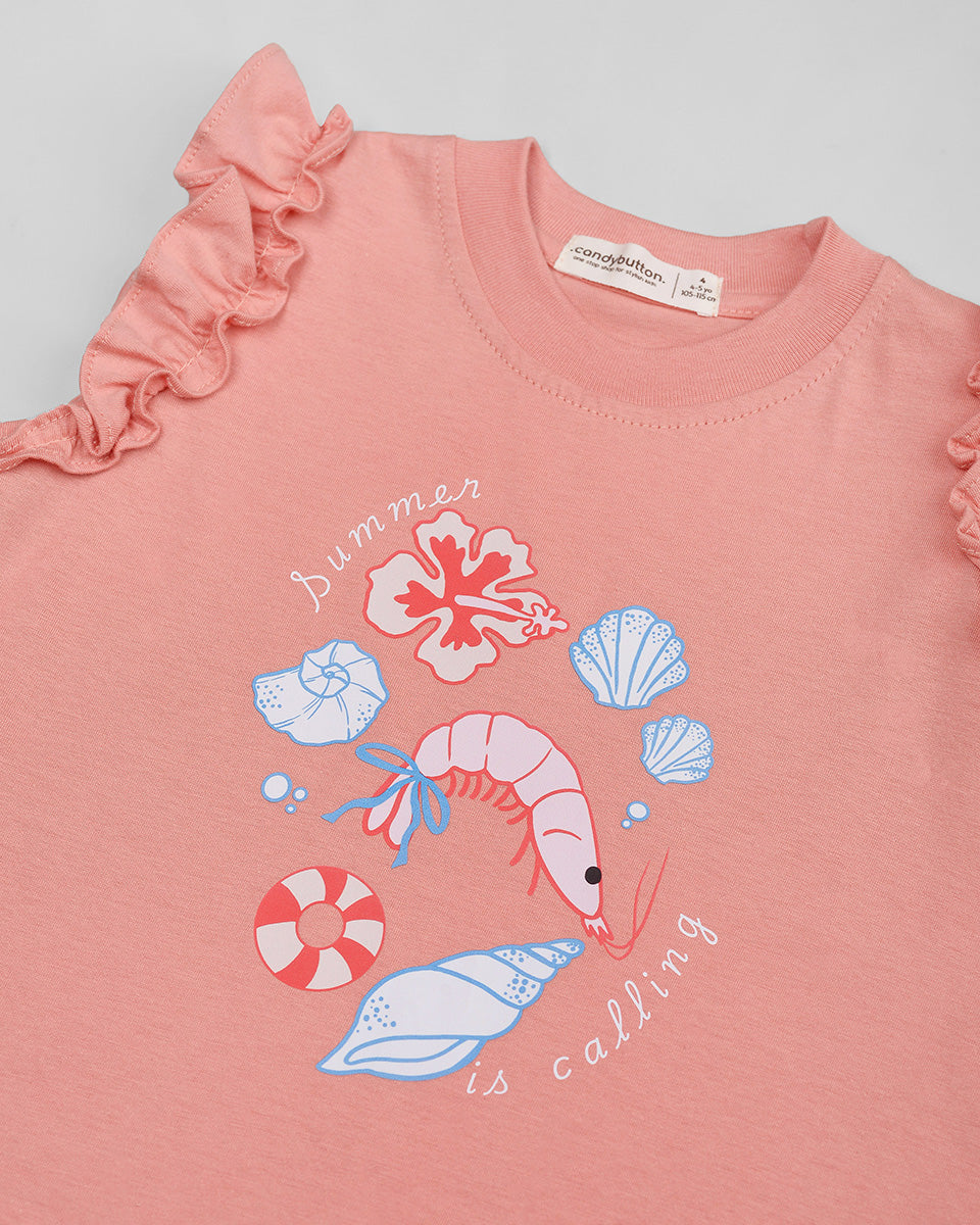 Pearl T-Shirt in Coral
