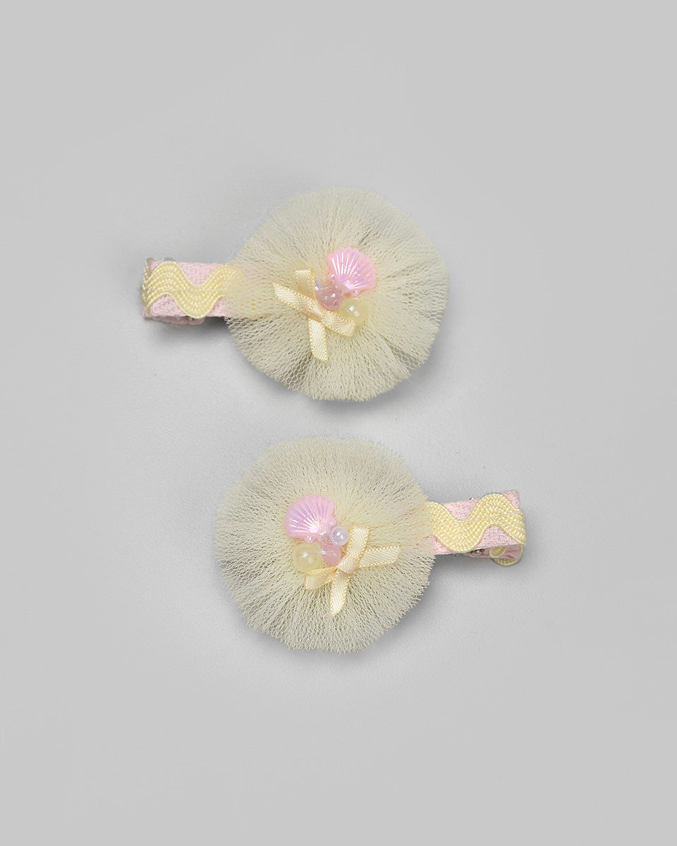 Seashell Tulle Hairpin in Yellow