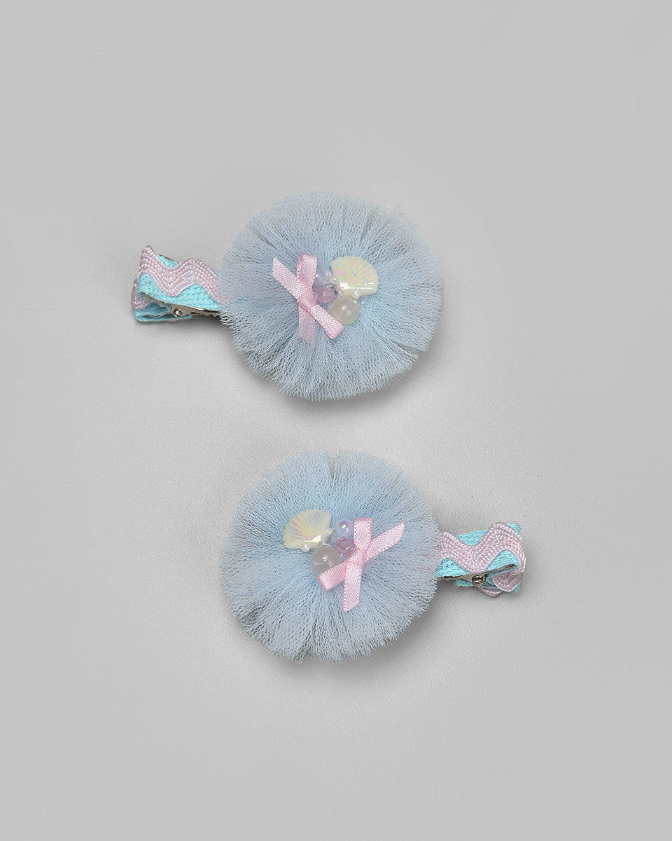 Seashell Tulle Hairpin in Blue