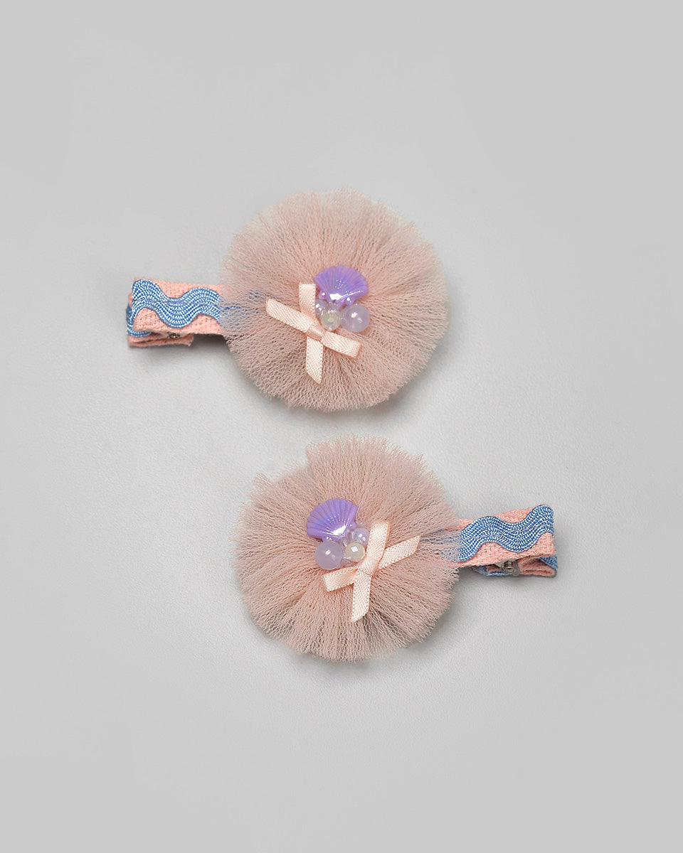 Seashell Tulle Hairpin in Orange