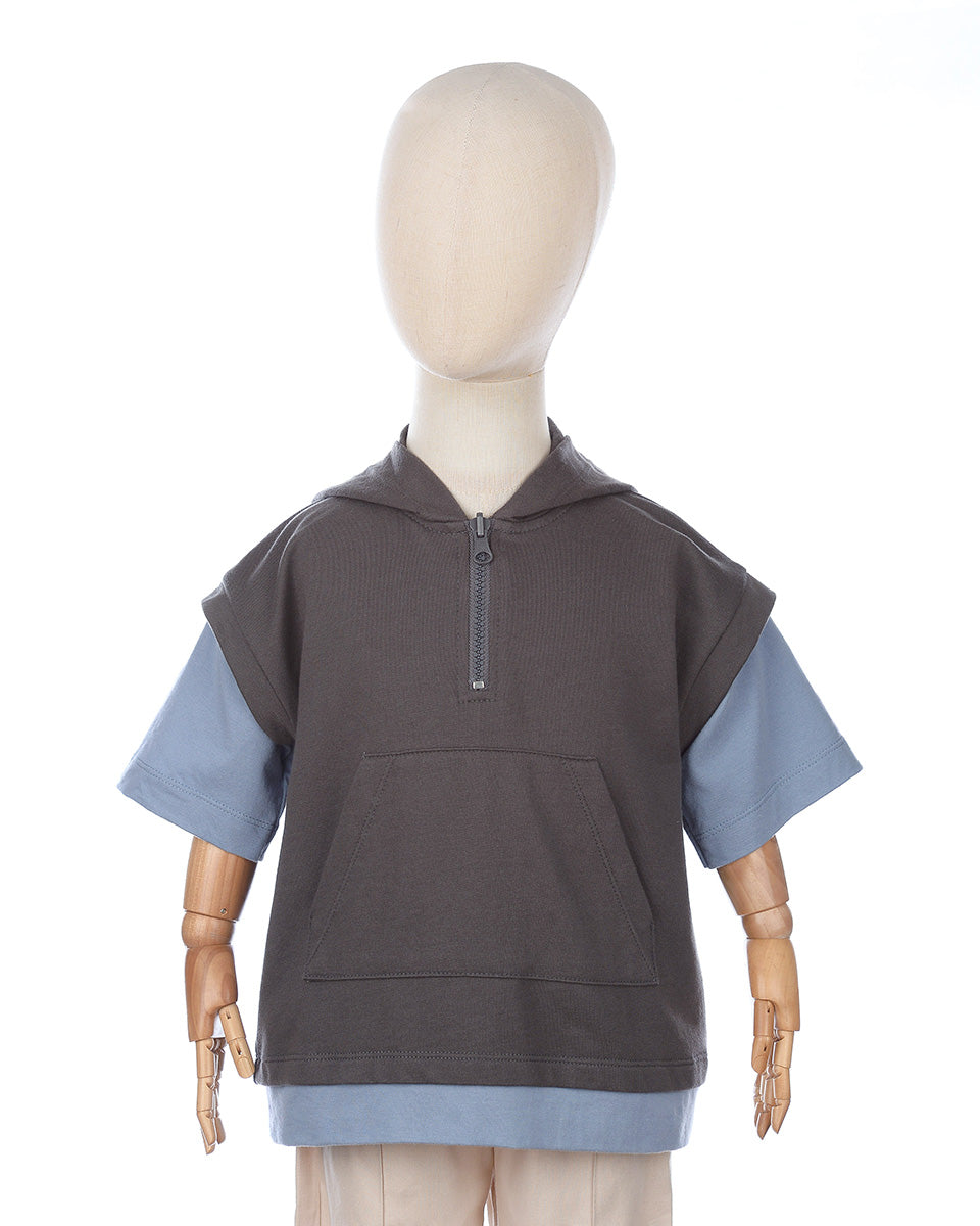 Toffee Twist Hoodie Tee in Charcoal