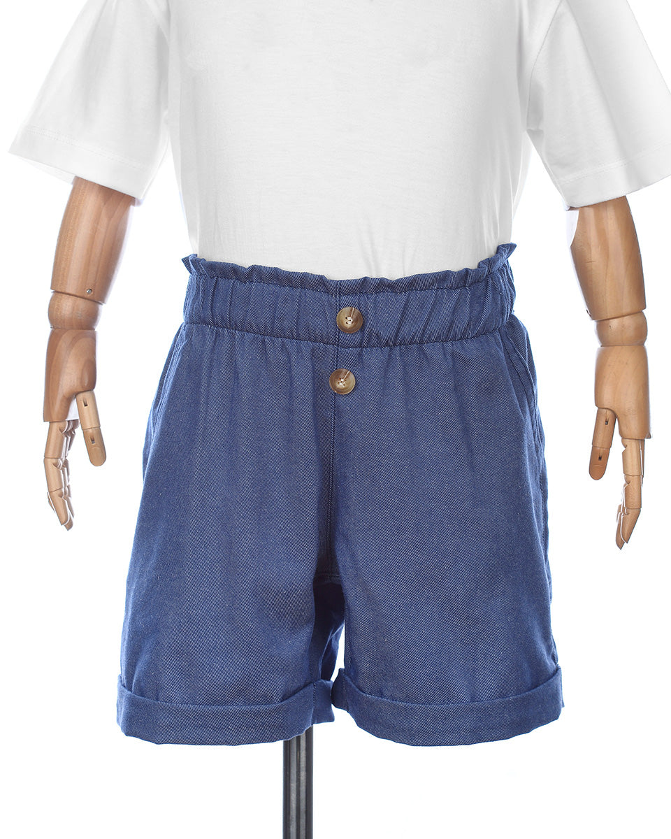 Sandy Ruffles Short in Denim