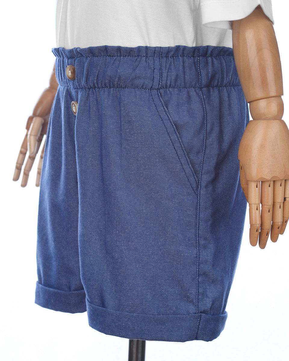 Sandy Ruffles Short in Denim