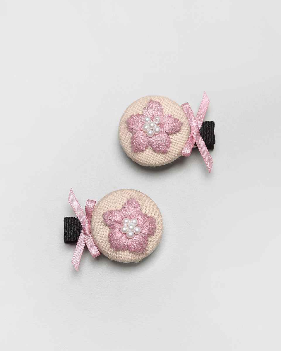 Candy Florette Buttons Hairpin in Pink Rose