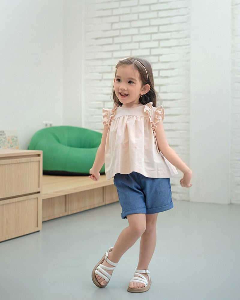 Candybella Ruffle Blouse in Vanilla Rose