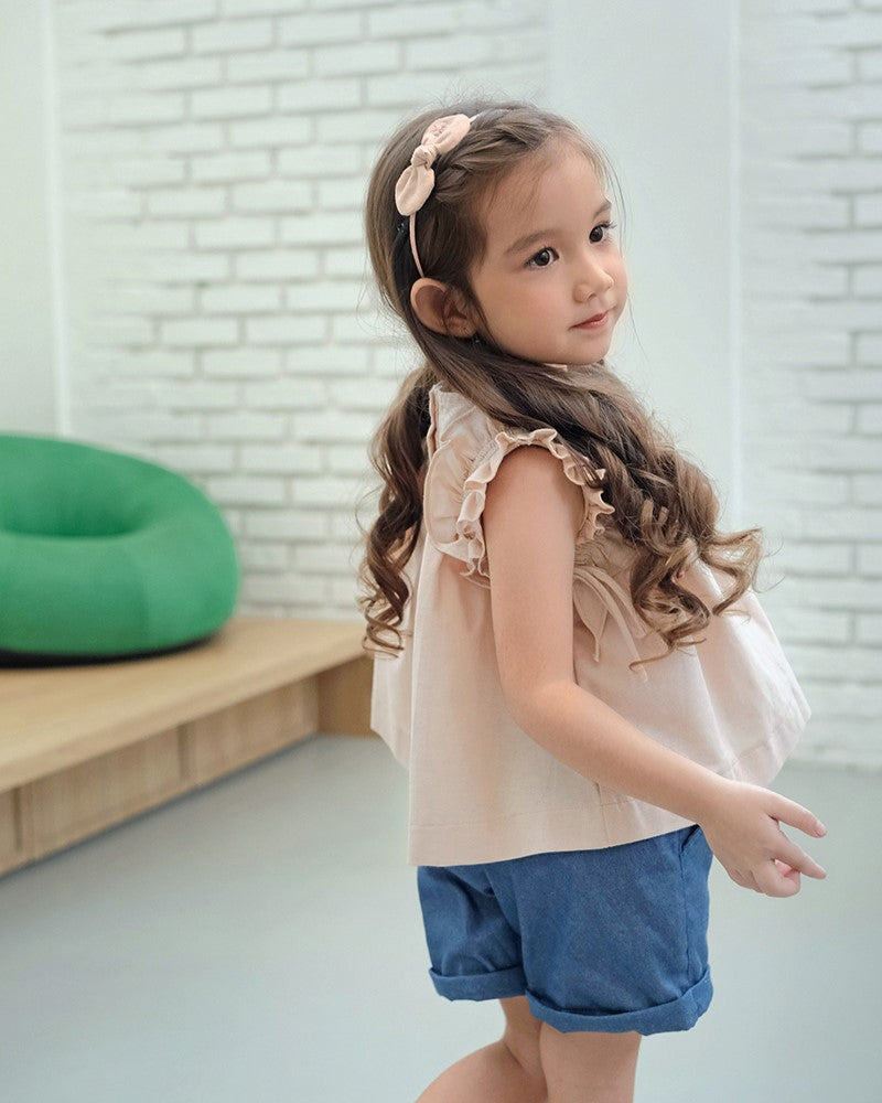 Candybella Ruffle Blouse in Vanilla Rose