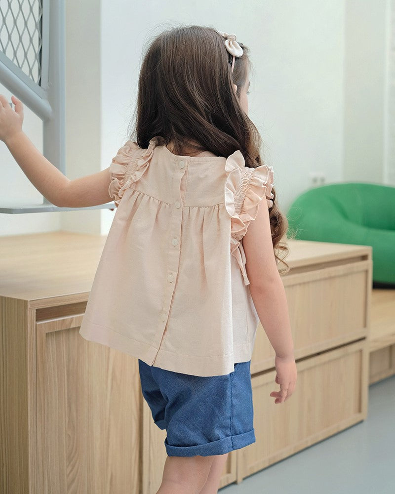 Candybella Ruffle Blouse in Vanilla Rose