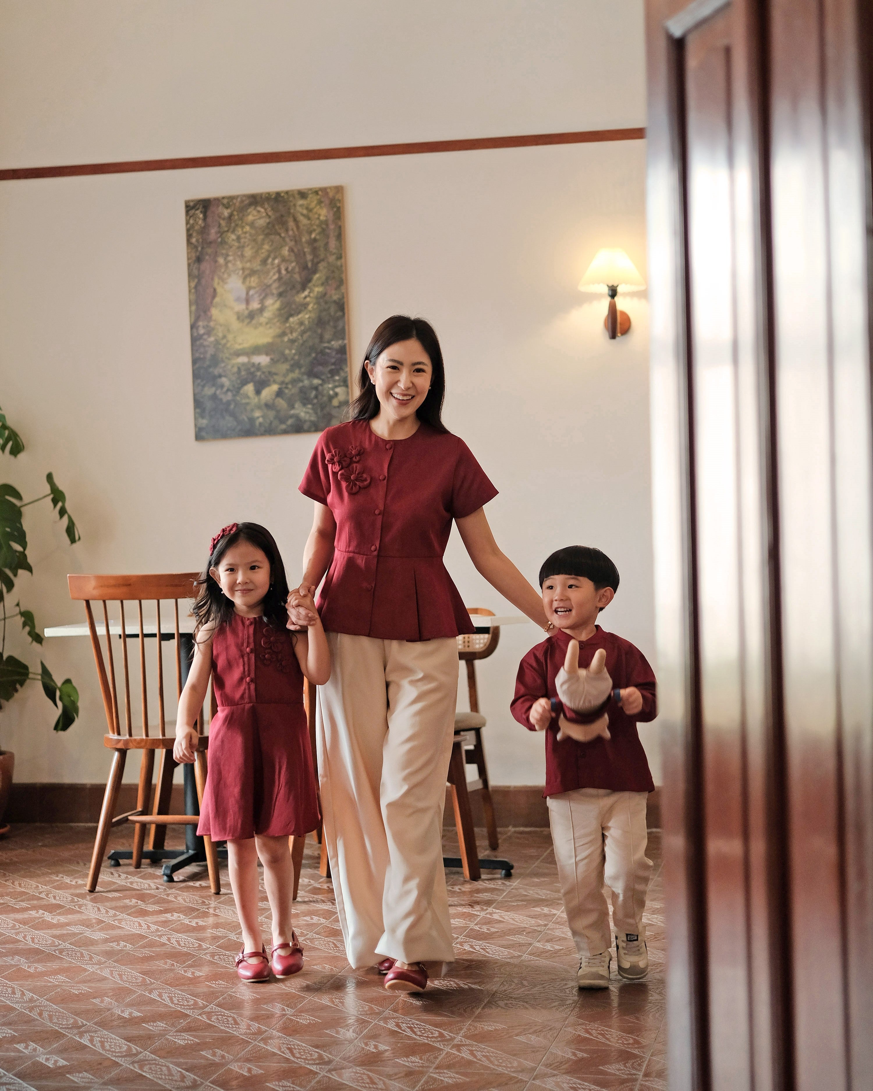 Lady Faith Peplum Top in Maroon