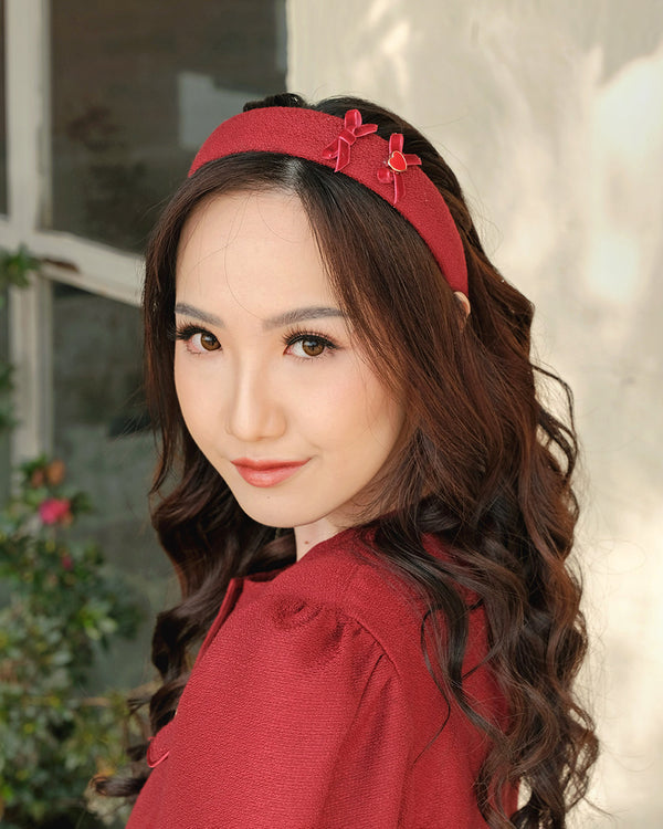 Patrice Tweed Headband in Red