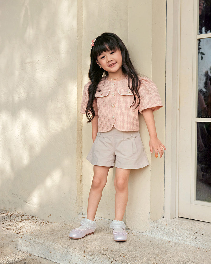 Hope Tweed Blouse in Peach