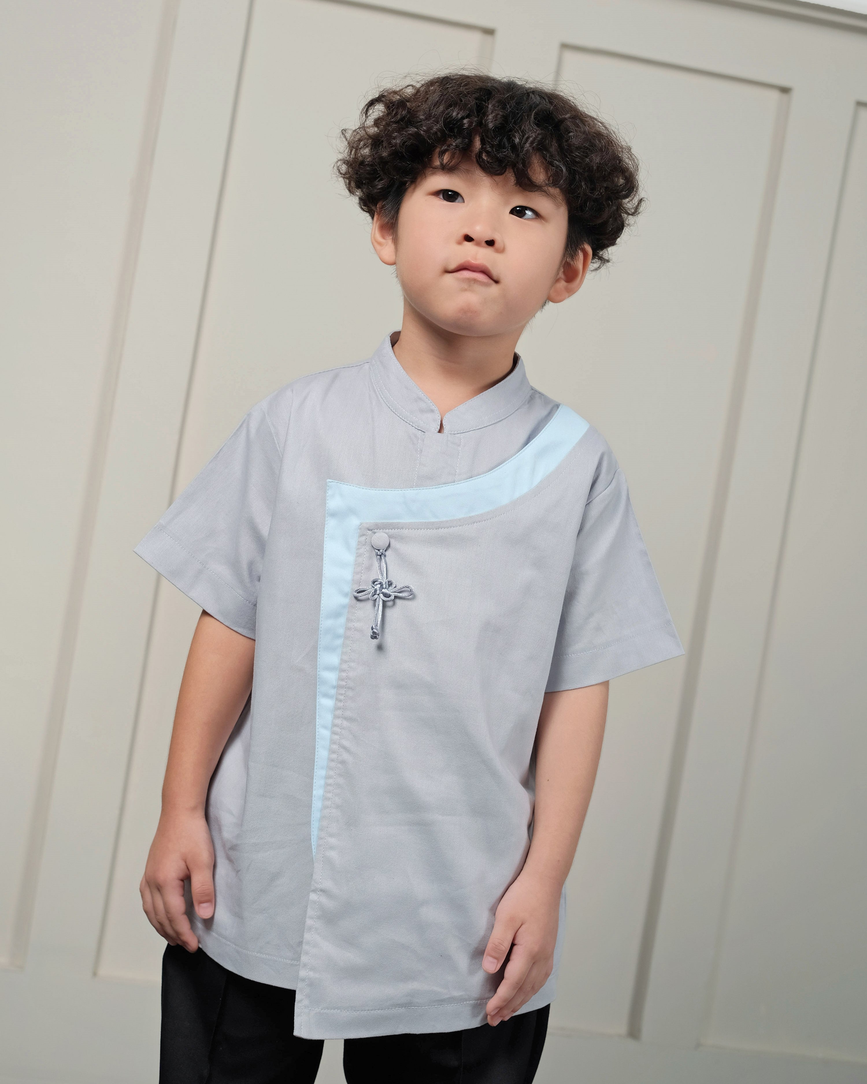 Han Qipao Shirt in Ash Grey