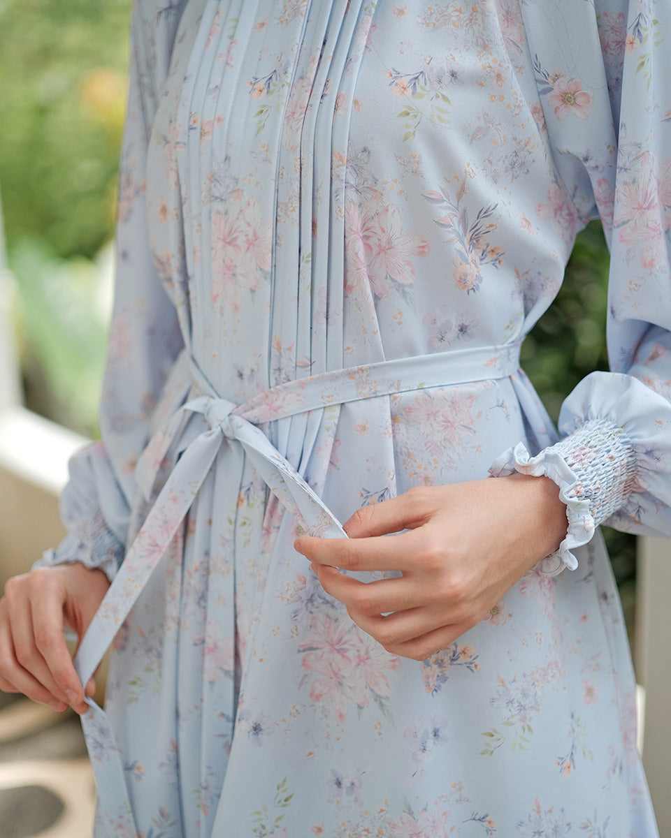 Lady Khayana Pleated Dress in Sky Blue