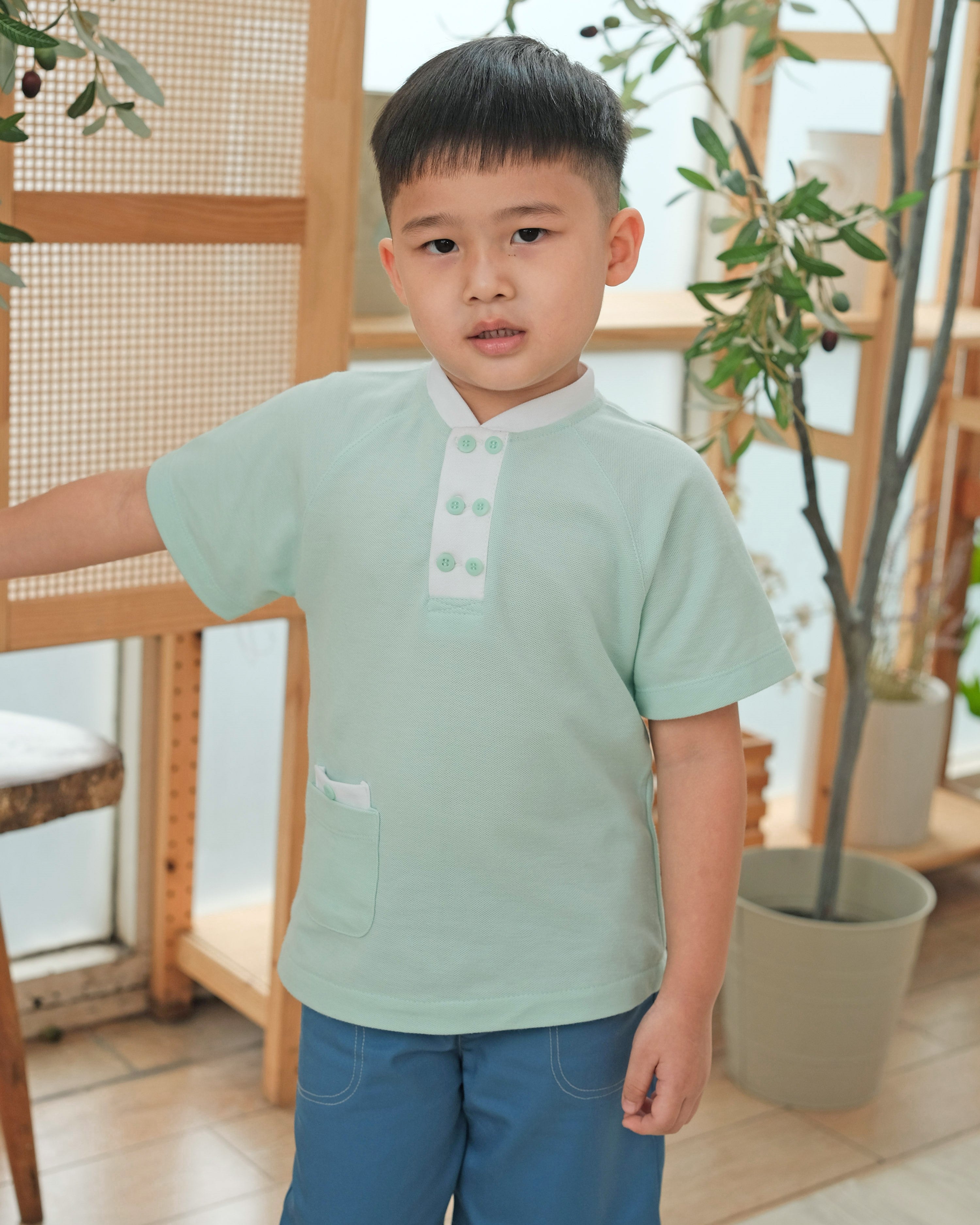 Hunter Pocket Polo Shirt in Aqua Haze
