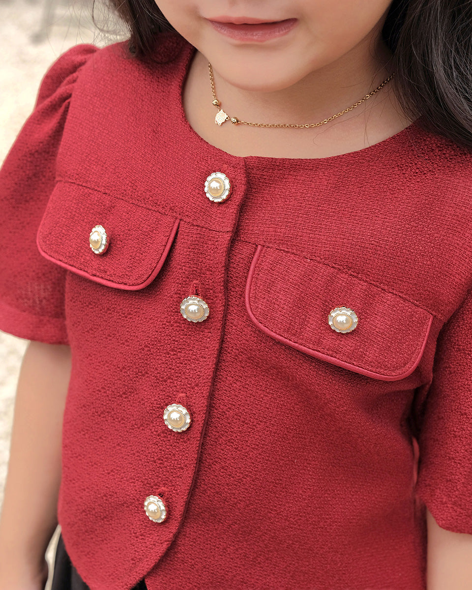 Hope Tweed Blouse in Red