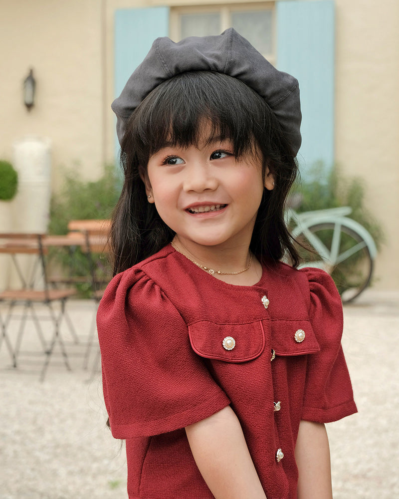 French Beret Hat in Dark Grey