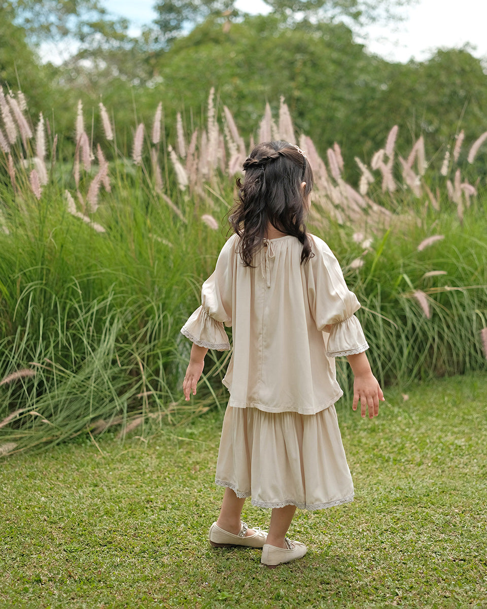 Aleeya Ruffles Blouse in Almond