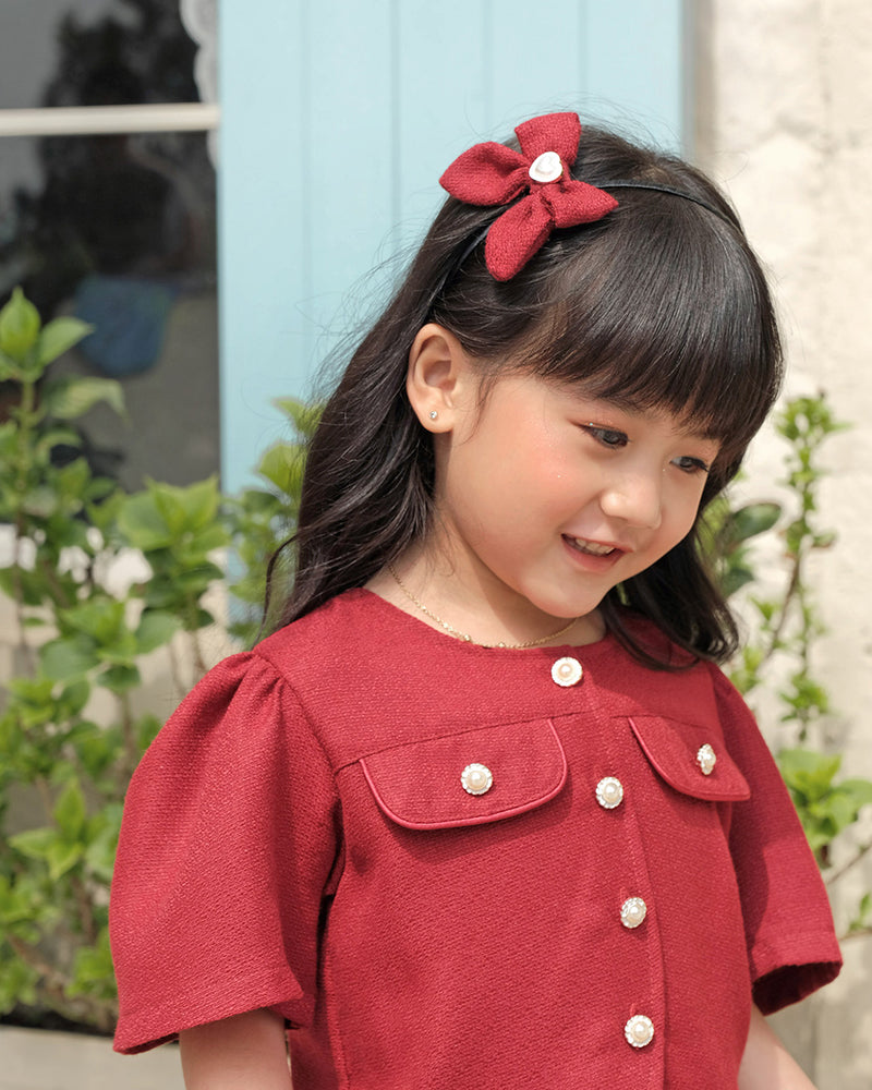 Amelie Tweed Bow Red