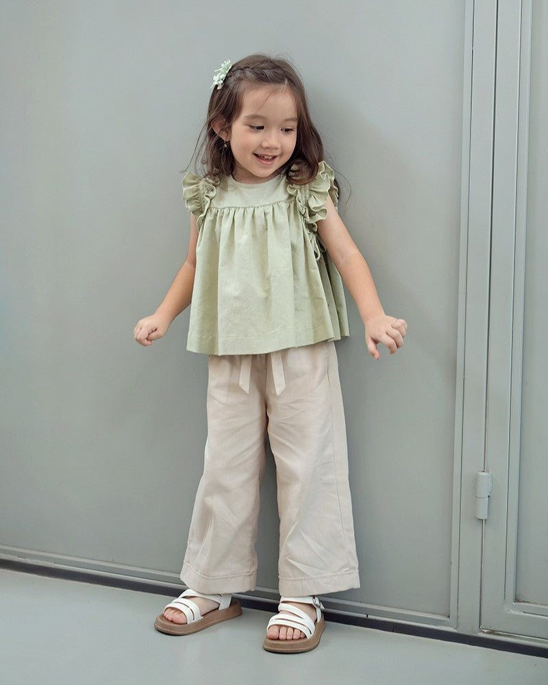 Candybella Ruffle Blouse in Matcha