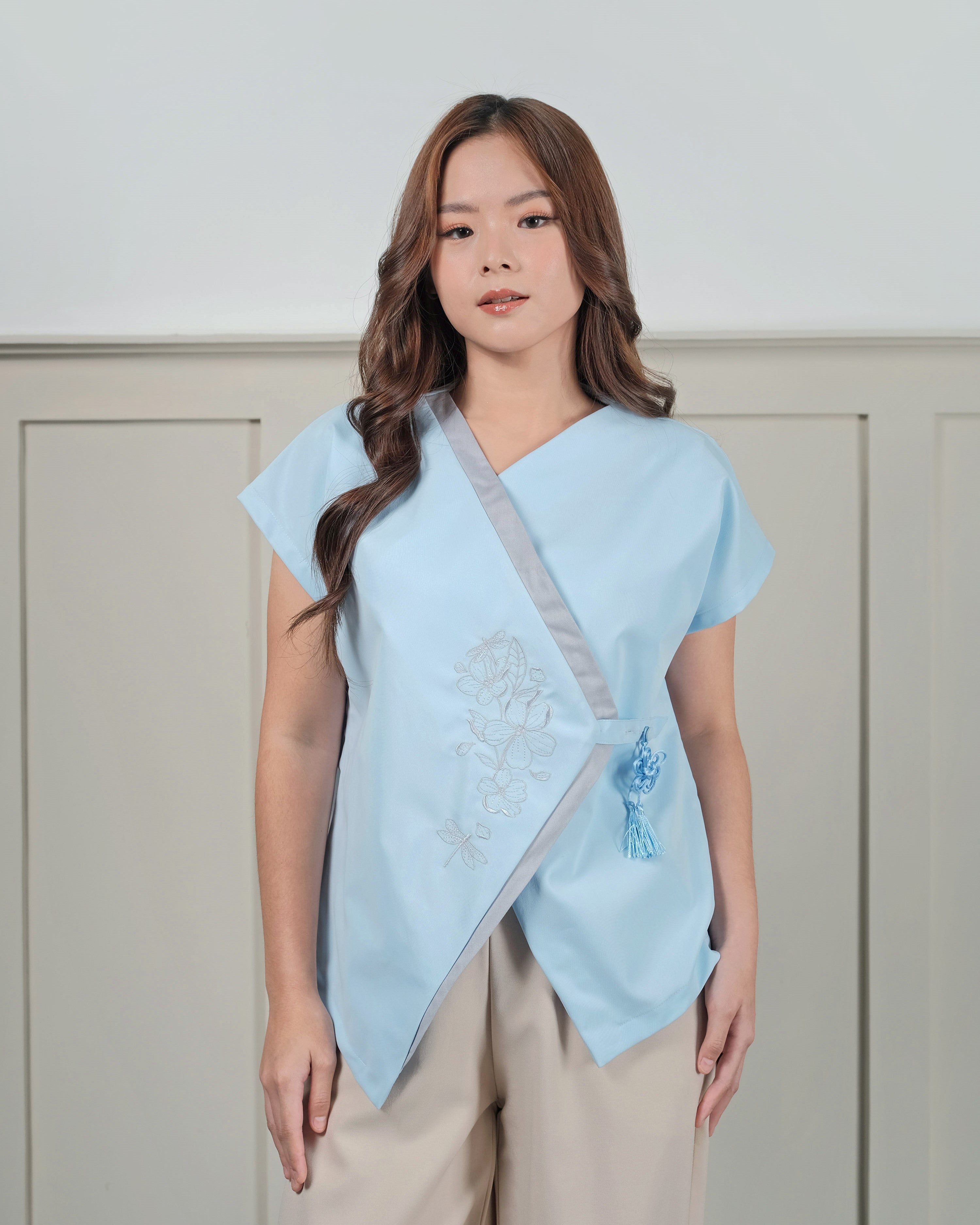 Lady Tang Oriental Blazer in Sky Blue