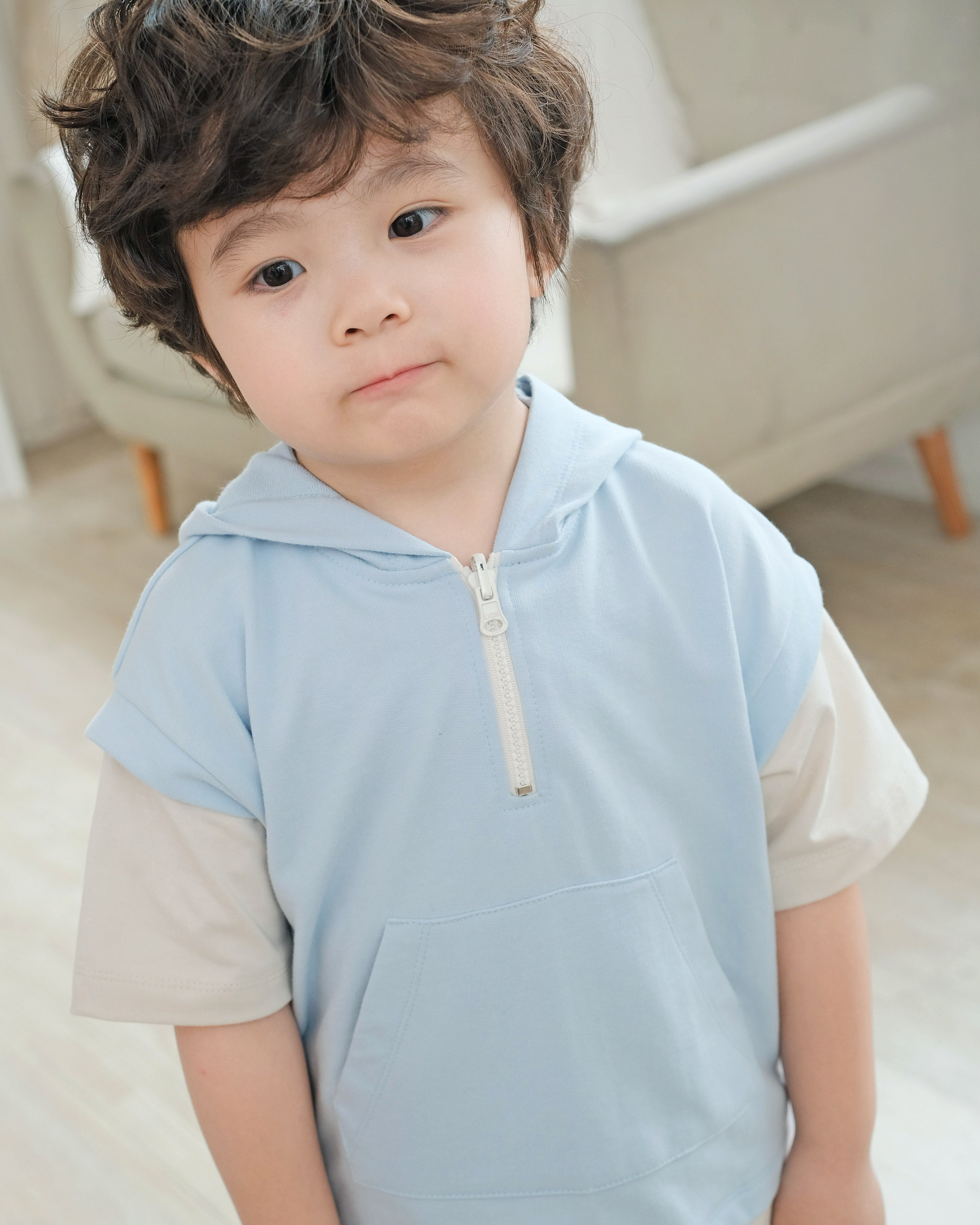 Toffee Twist Hoodie Tee in Sky Blue