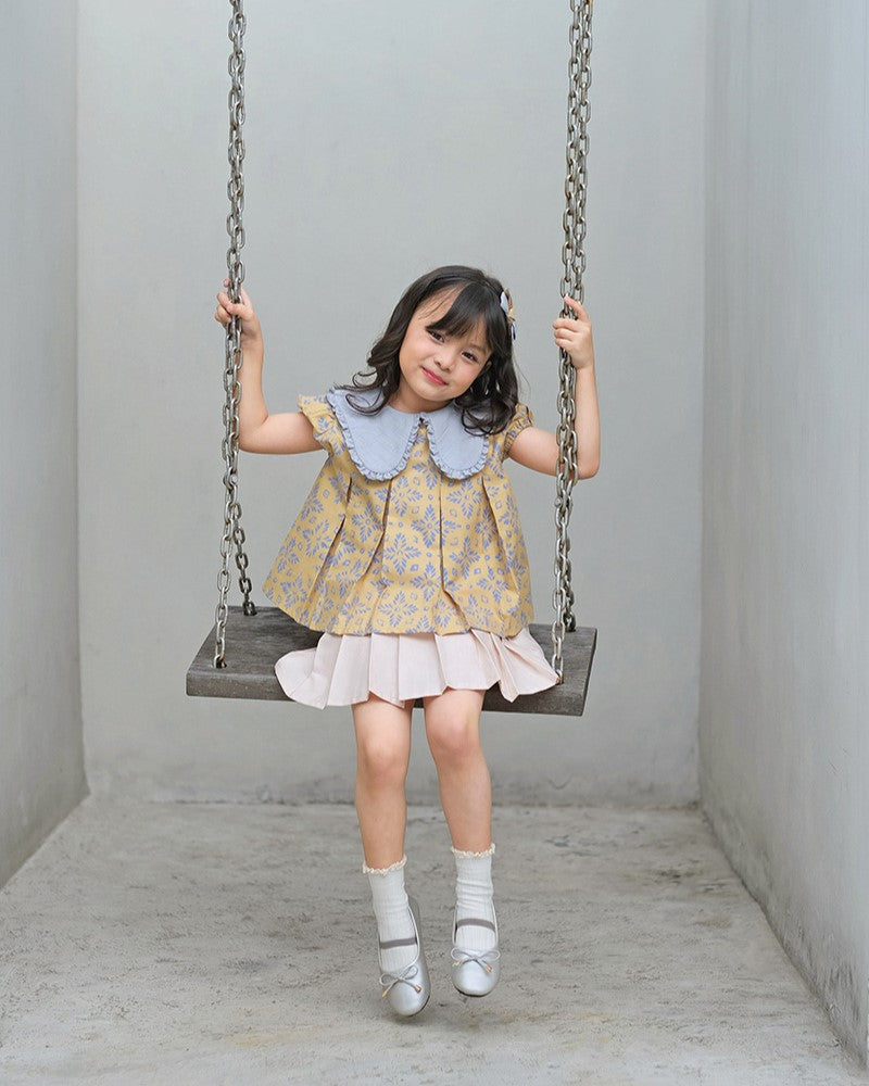 Lestari Batik Collar Blouse in Yellow