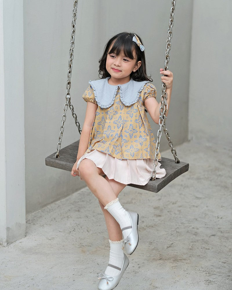Lestari Batik Collar Blouse in Yellow