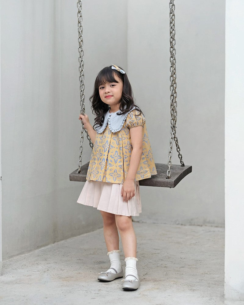 Lestari Batik Collar Blouse in Yellow