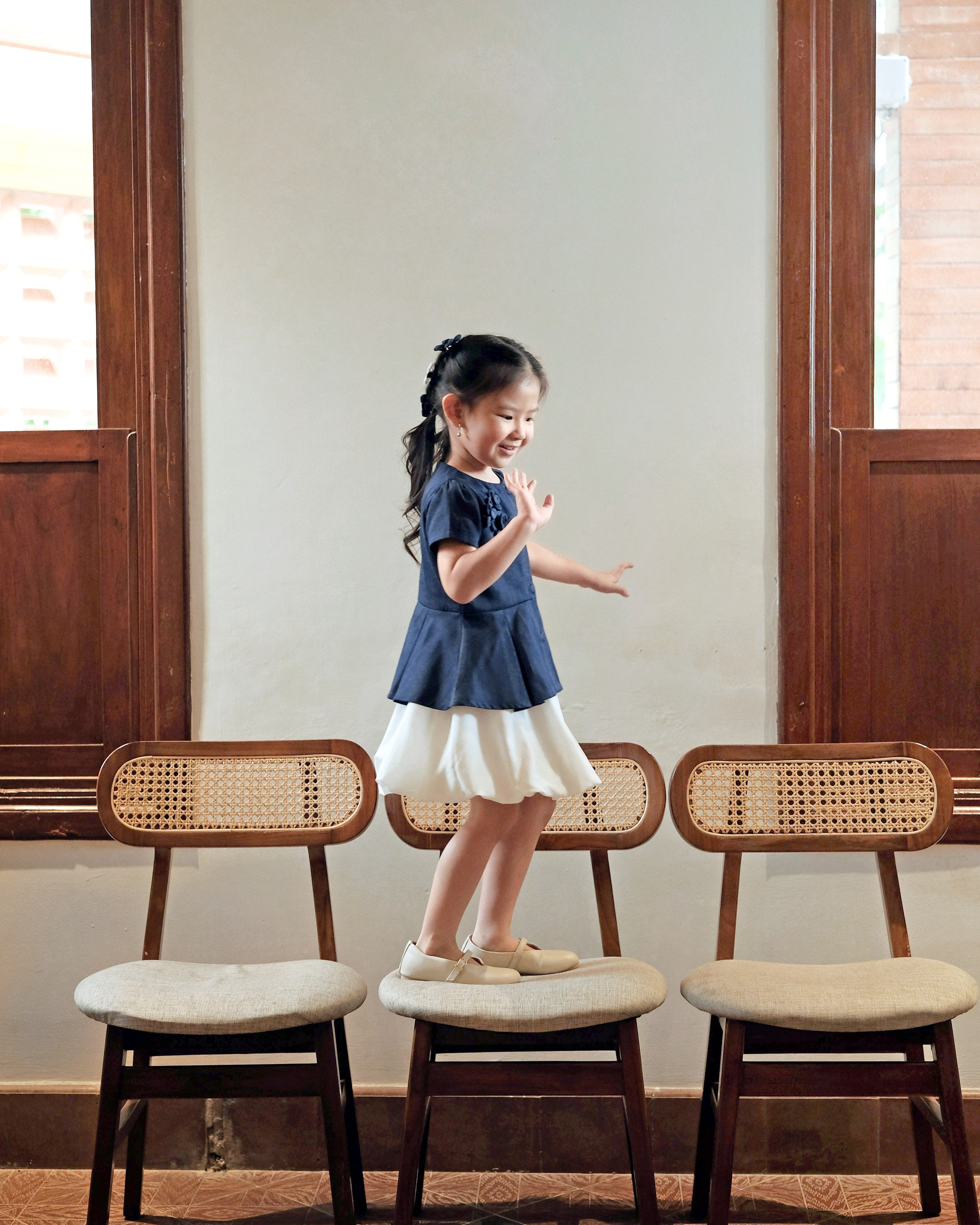 Faith Peplum Top in Denim