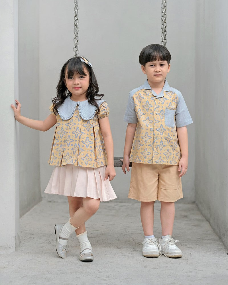 Lestari Batik Collar Blouse in Yellow