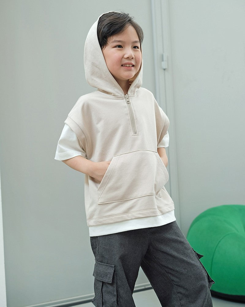 Toffee Twist Hoodie Tee in Cream