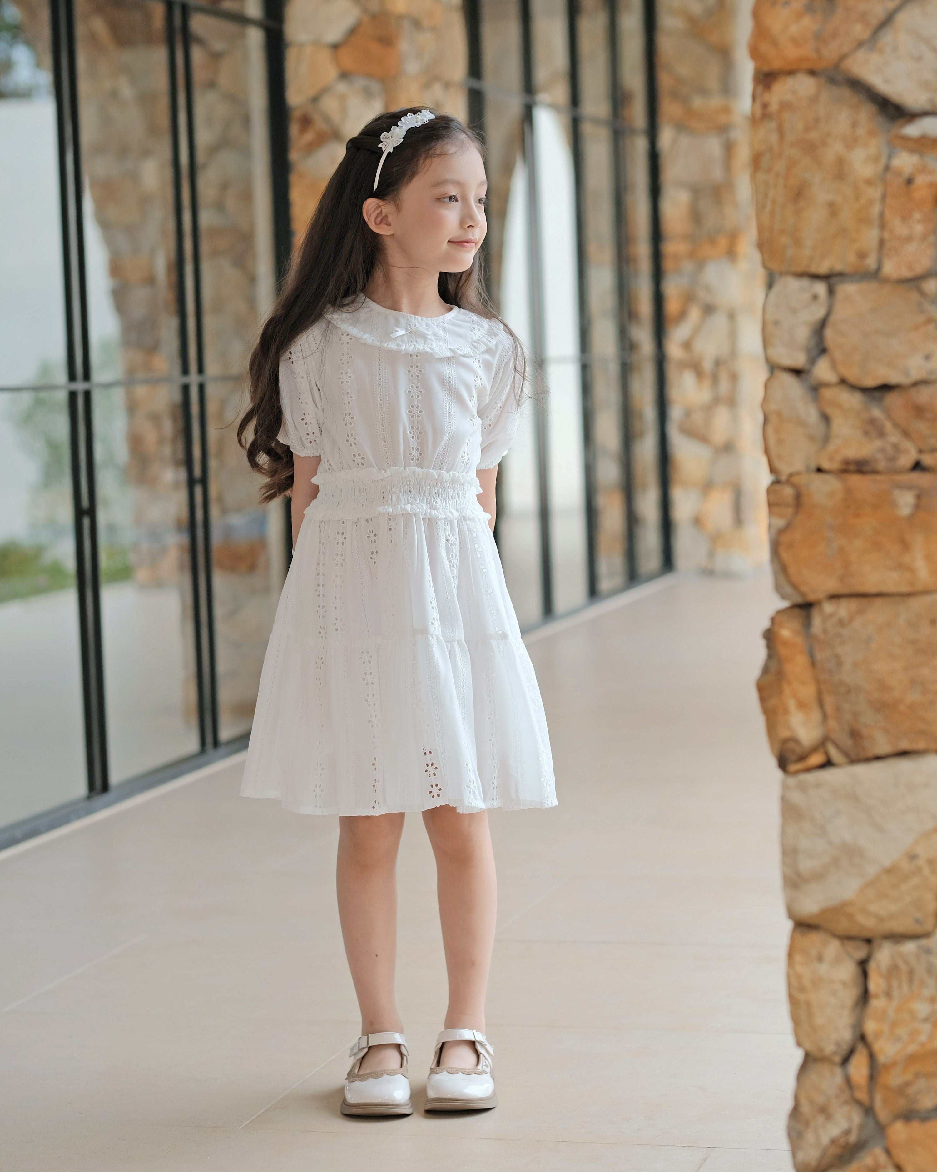 Alethea Smock Dress in White