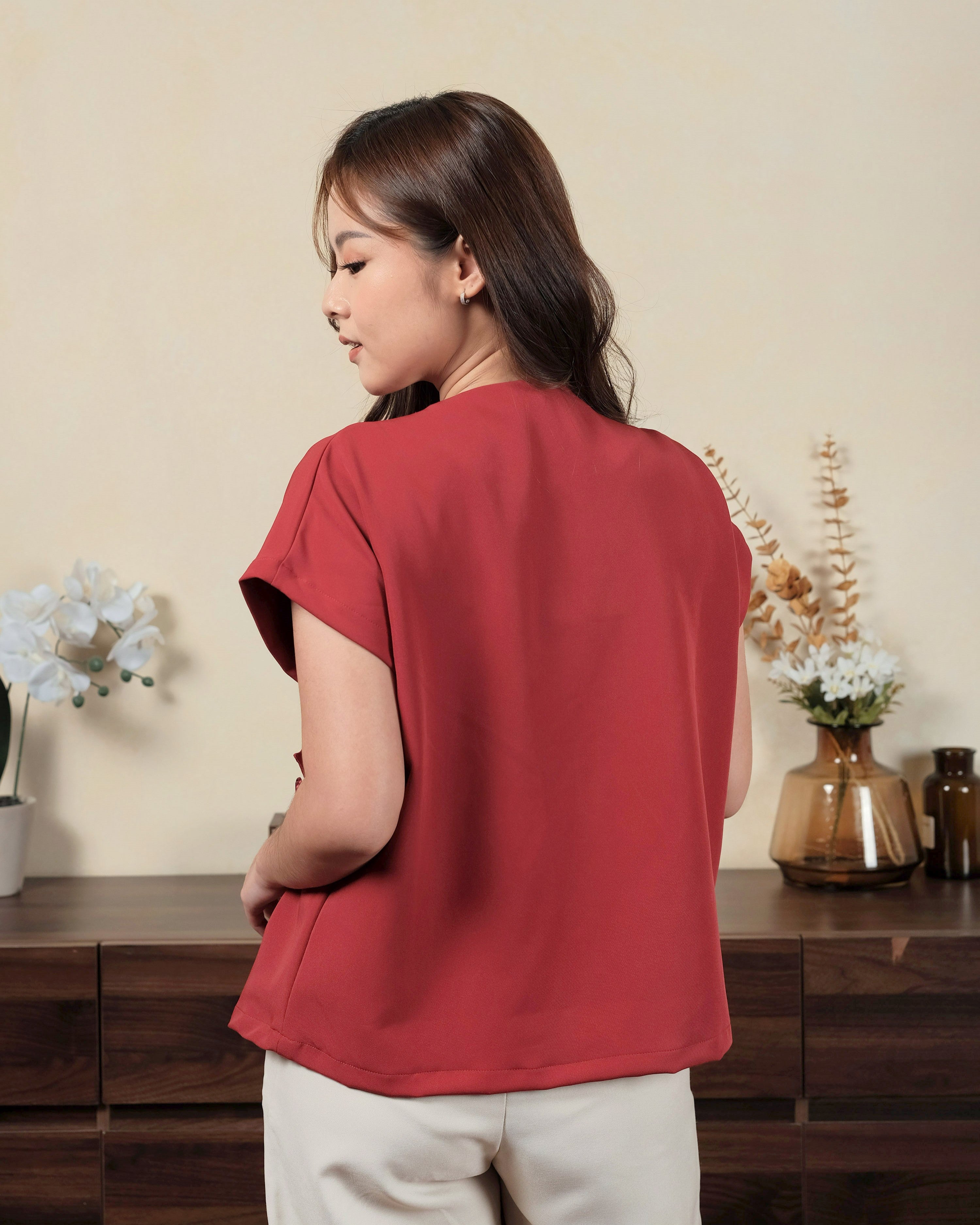 Lady Tang Oriental Blazer in Maroon