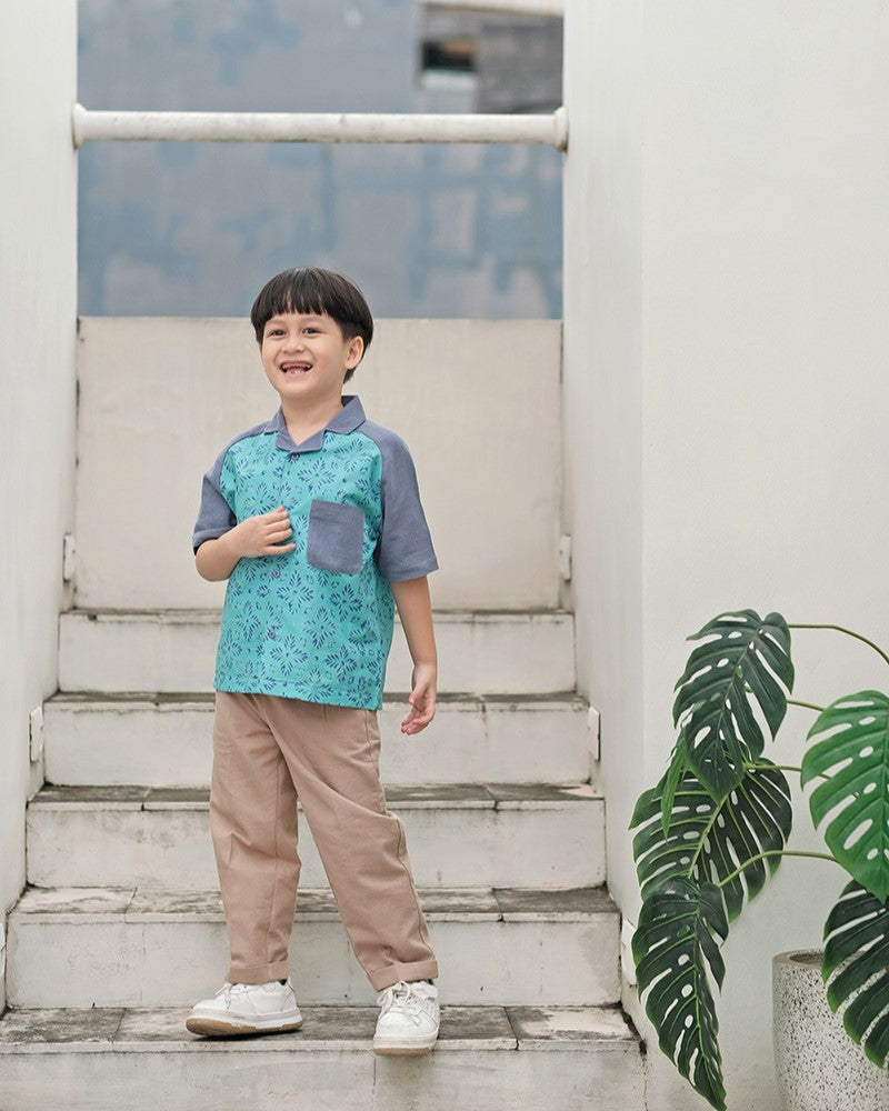 Alun Batik Shirt in Aqua Slate