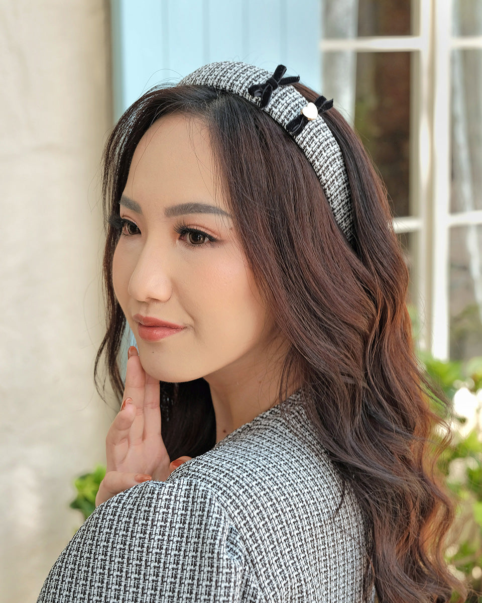 Patrice Tweed Headband in Black