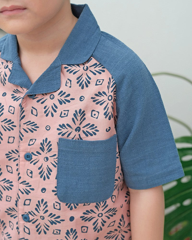 Alun Batik Shirt in Blush Denim