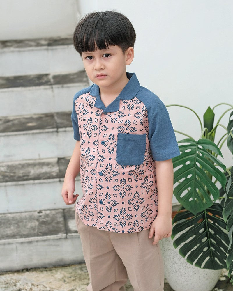 Alun Batik Shirt in Blush Denim