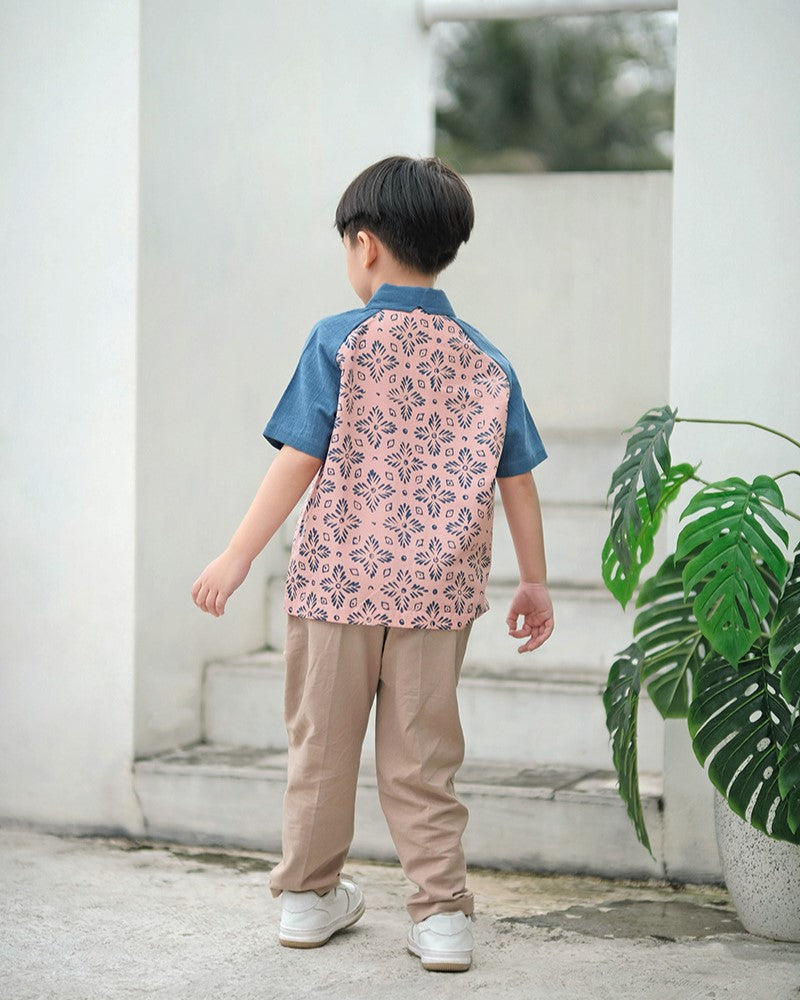 Alun Batik Shirt in Blush Denim