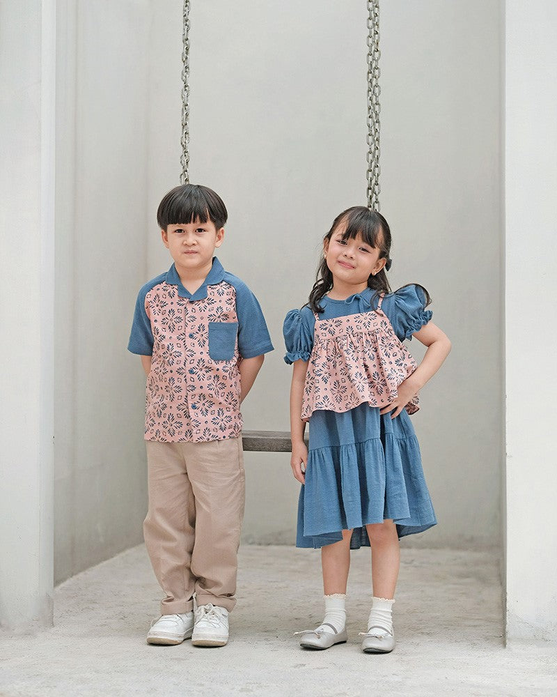 Merona Batik Set Dress in Blush Denim