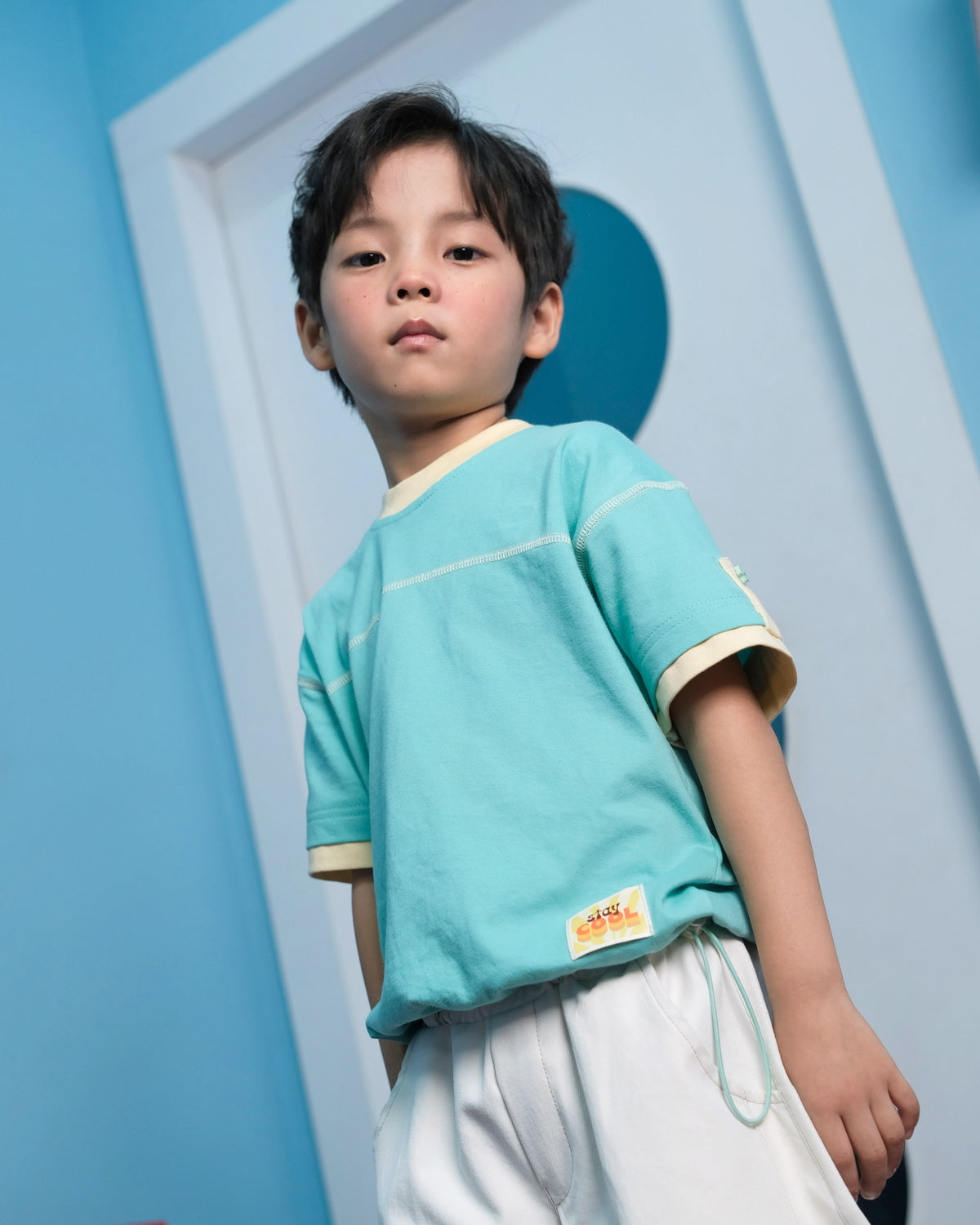 Ziko Contrast T-Shirt in Aqua