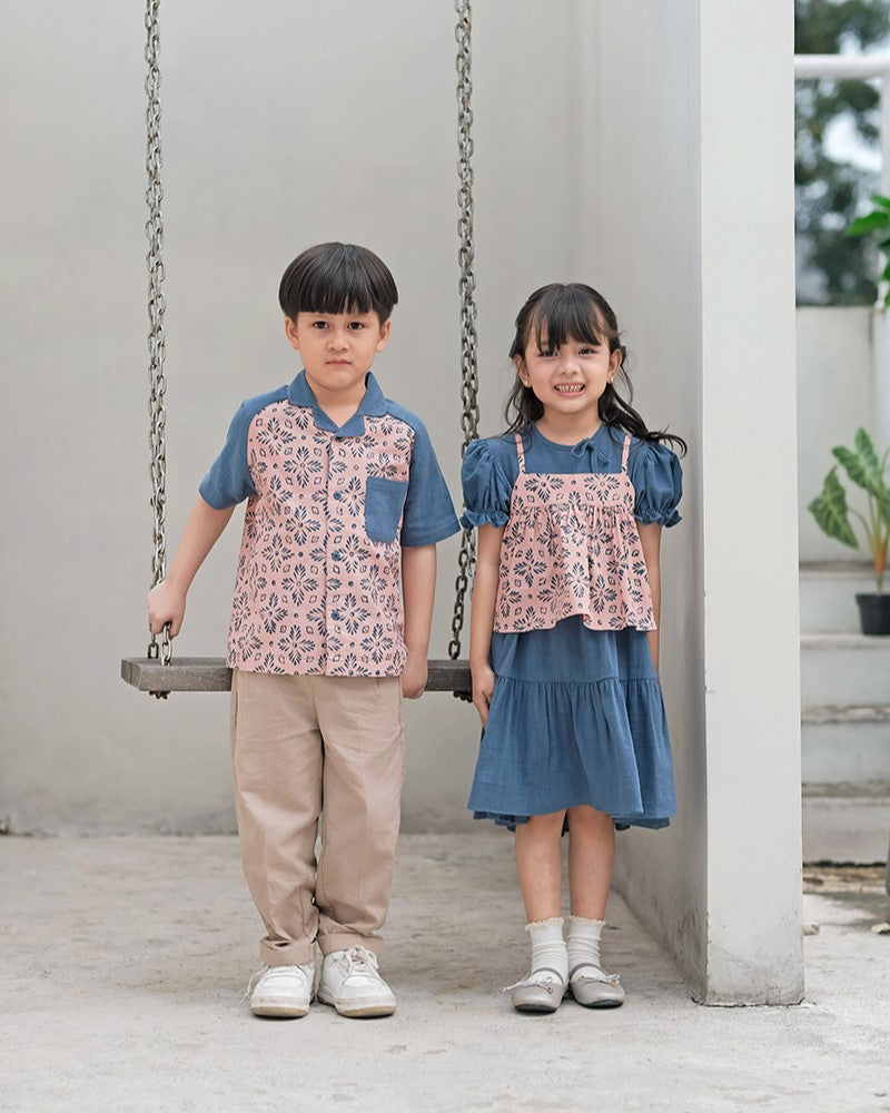 Alun Batik Shirt in Blush Denim