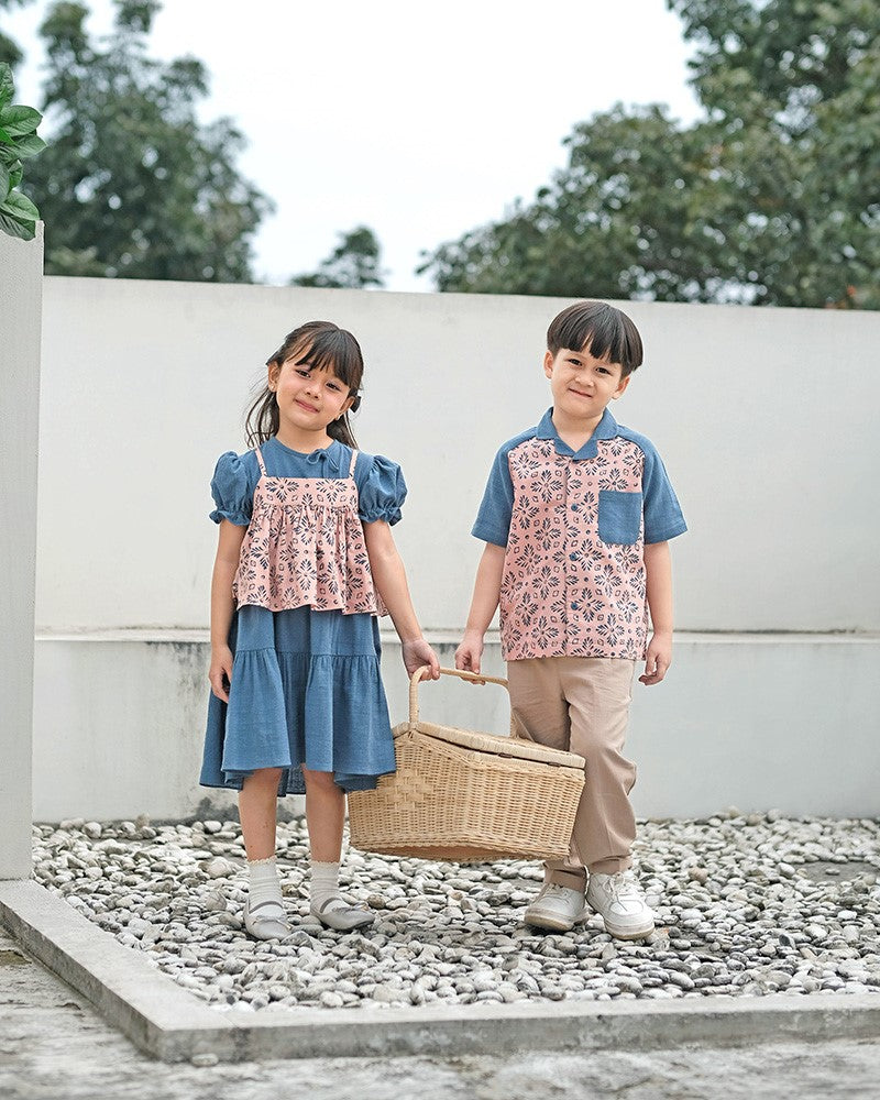Alun Batik Shirt in Blush Denim