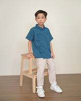 Lucky Boy Qipao in Sapphire Blue