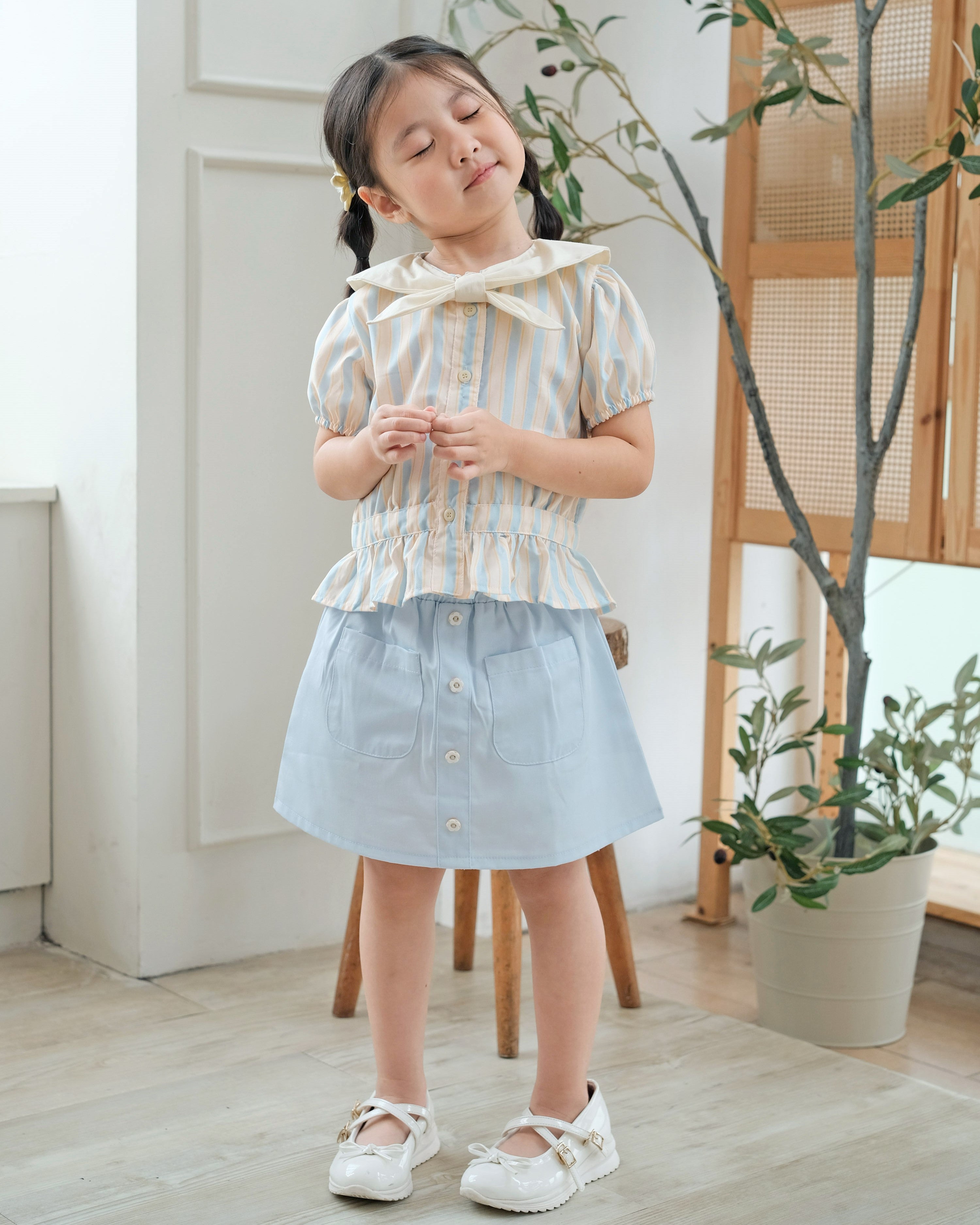 Eloise Sailor Blouse in Blue Stripe