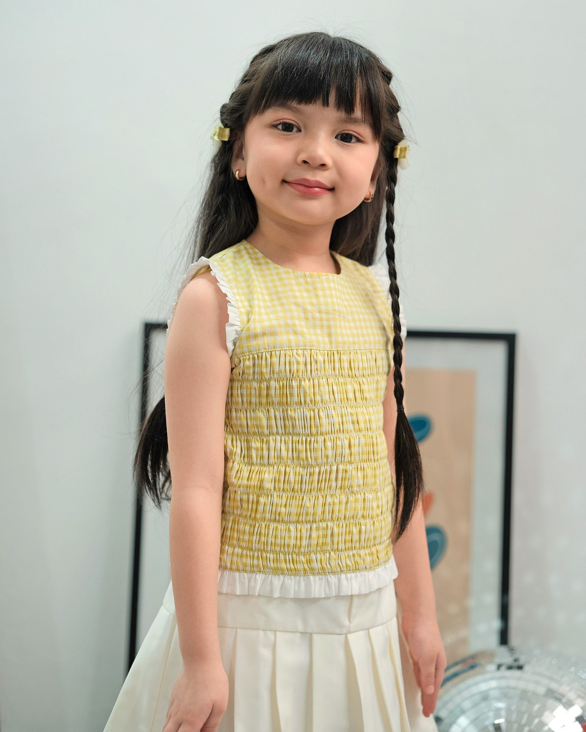 Carla Smock Blouse in Lime Green