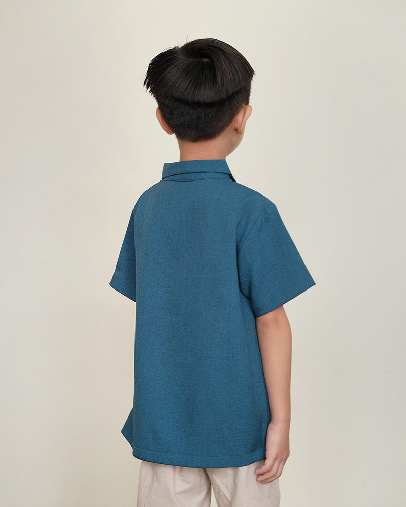 Lucky Boy Qipao in Sapphire Blue