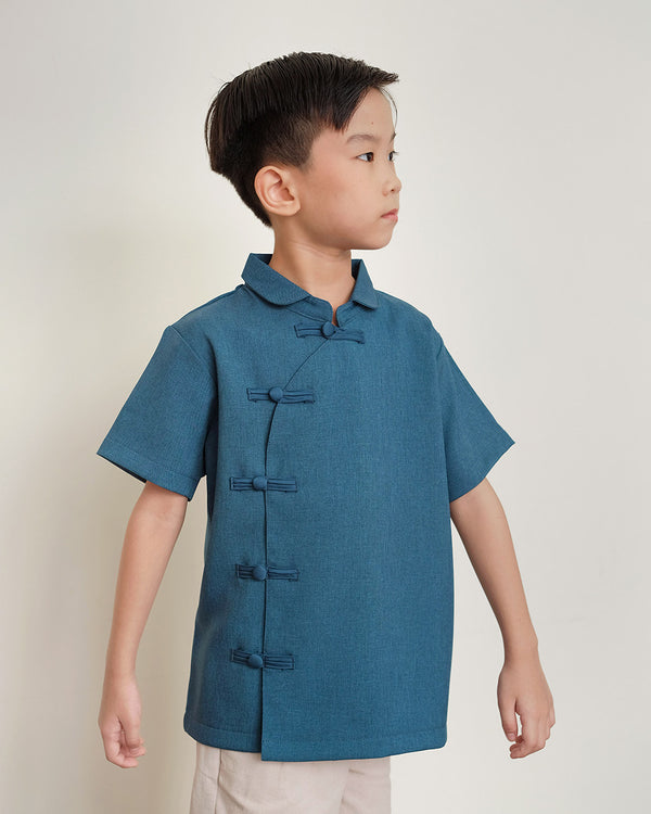 Lucky Boy Qipao in Sapphire Blue