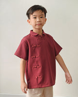 Lucky Boy Qipao in Maroon