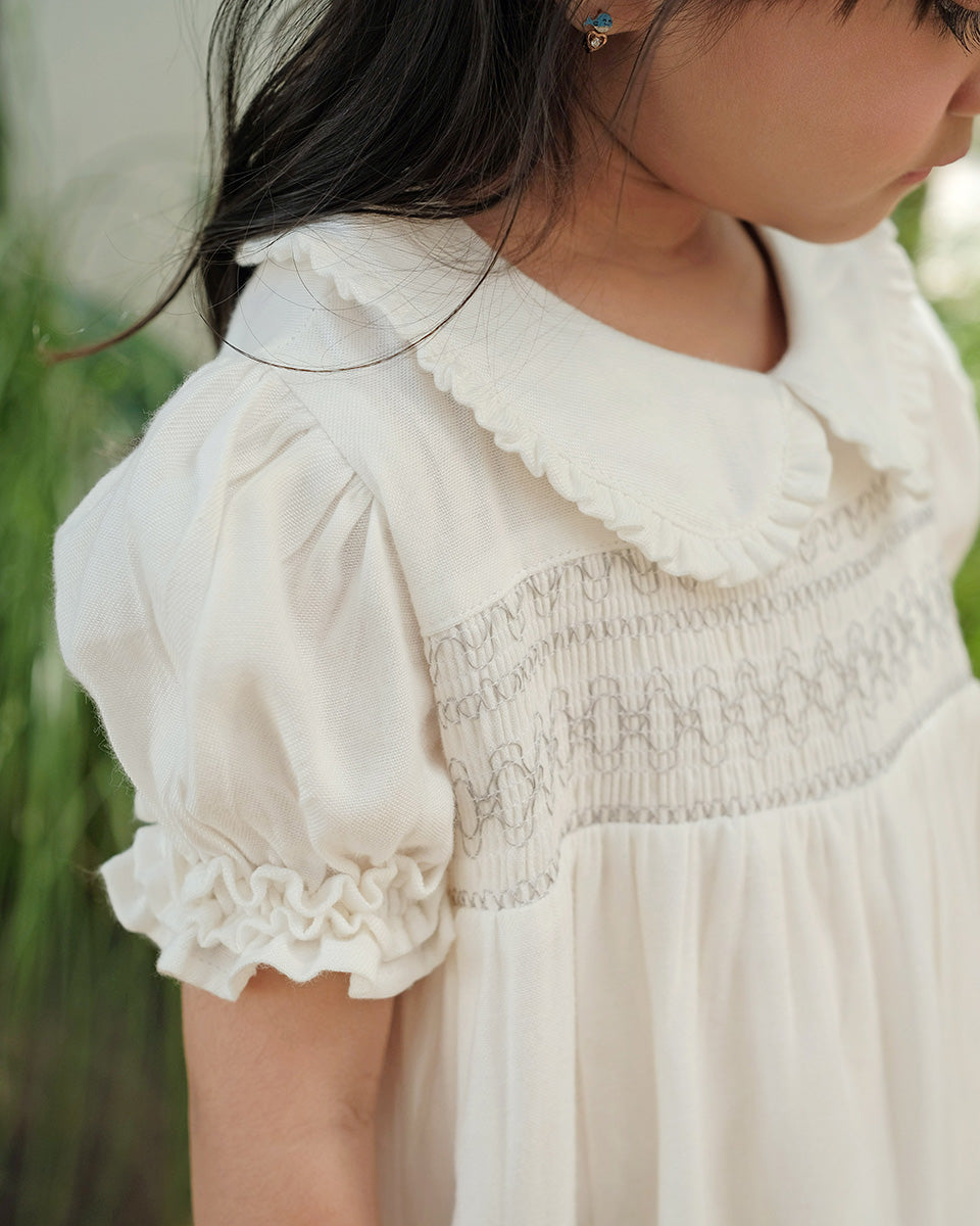 Zelda Smock Dress in Broken White