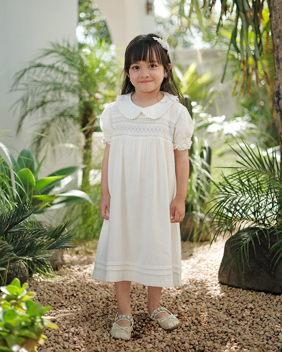 Zelda Smock Dress in Broken White