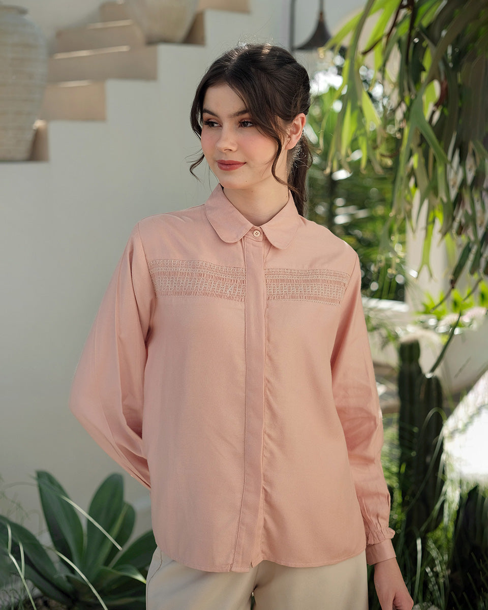 Lady Zeya Smock Blouse in Peach